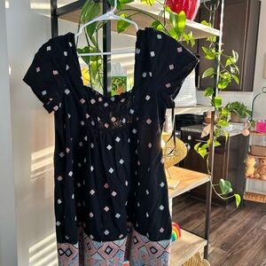 Free People Black and Pink Patterned Dress